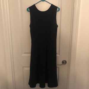 Lands End Black A Line Midi Dress Pockets